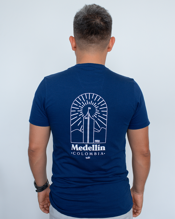 Camiseta Hombre Azul Estampada Colombia