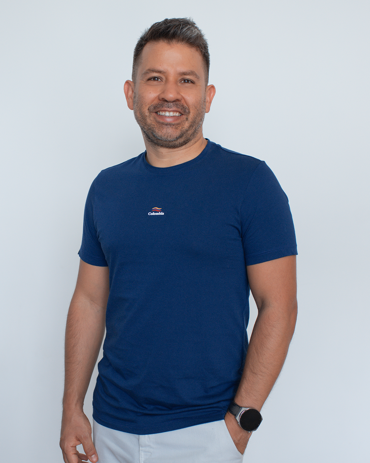 Camiseta Hombre Azul Estampada Colombia