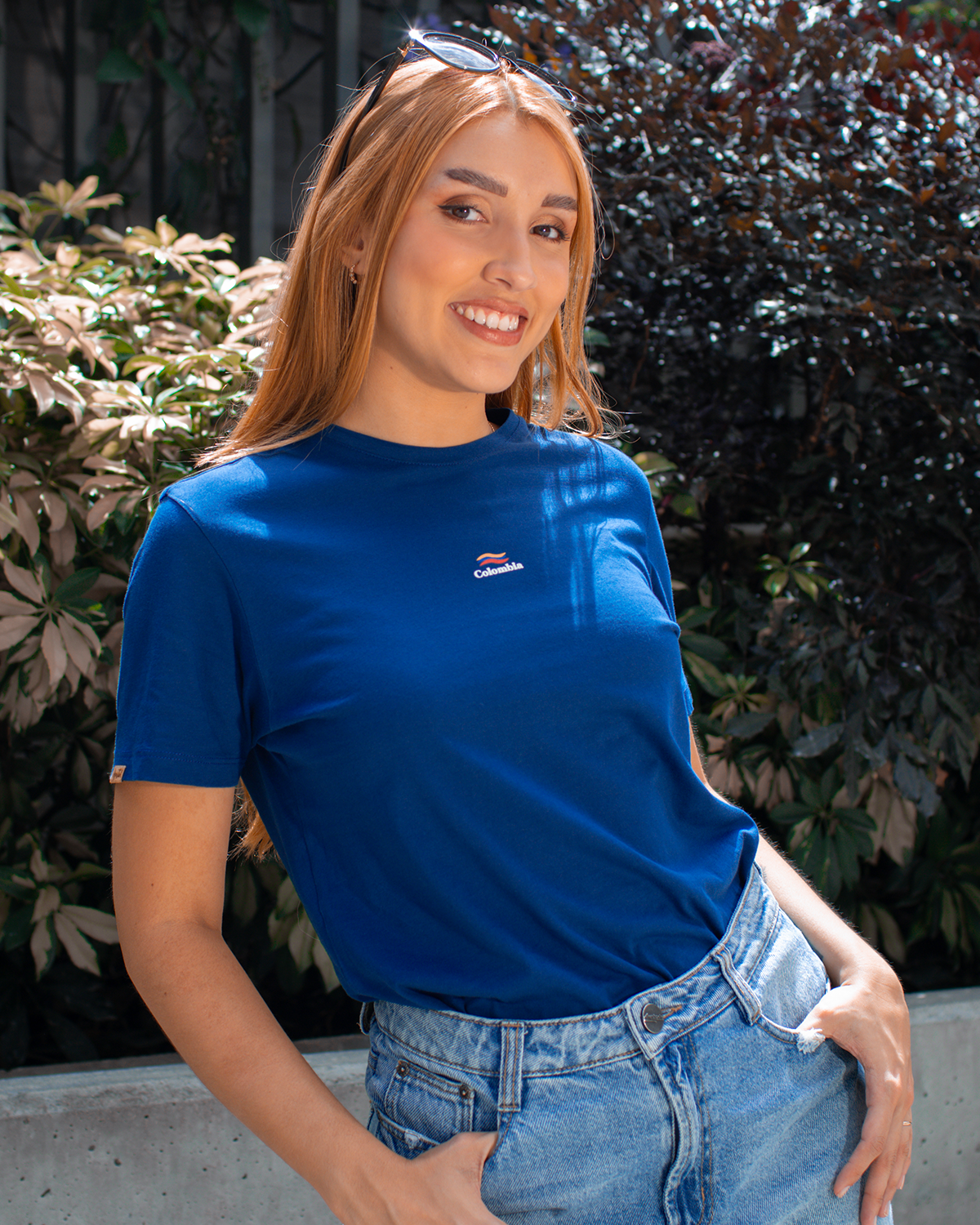 Camiseta Mujer Azul Estampada Colombia