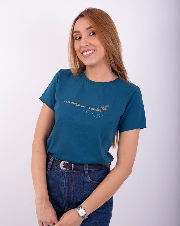 Camiseta petroleo estampada