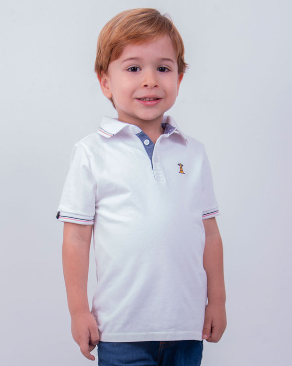 Polo Blanca-Rosa Niño
