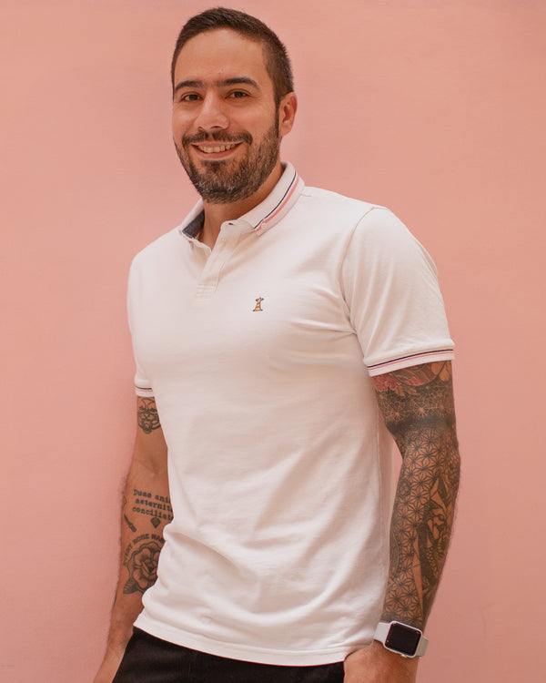 Polo Blanca Rosa / Regular Fit